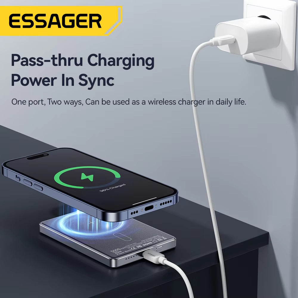 Thin Wireless Power Bank Magnetic 20W 5000Mah Portable Fast Charging External Battery for Magsafe for Iphone 17 16 15 14
