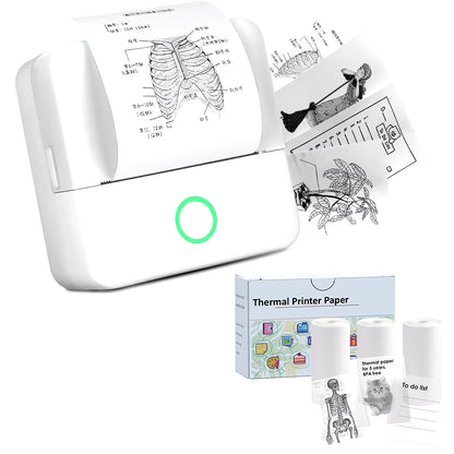 Compact Inkless Thermal Mini Sticker Printer - Bluetooth Pocket Printer for Photos and Memos