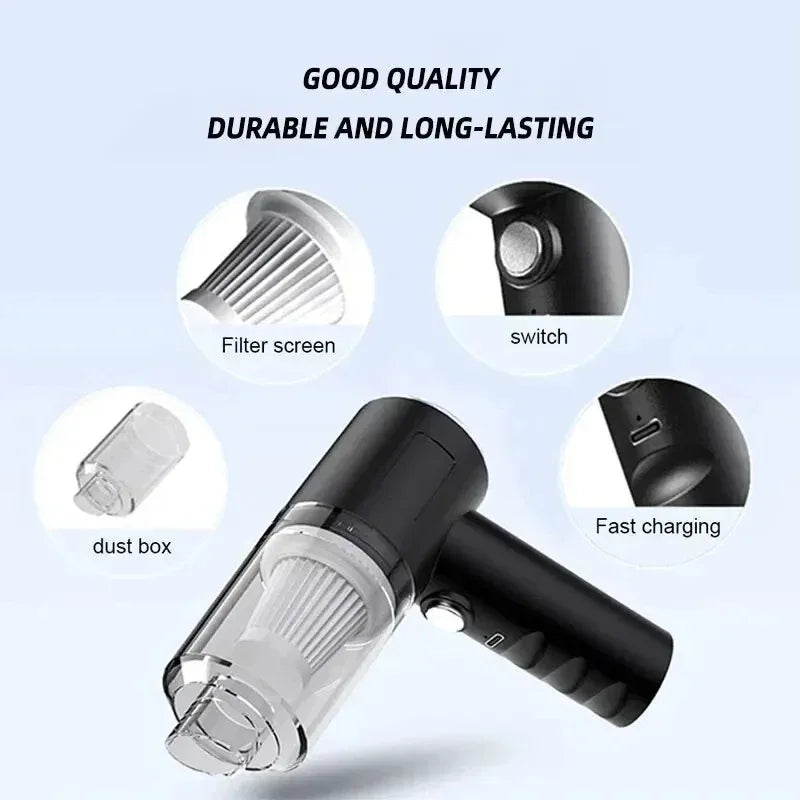 Powerful Portable Wireless Car Vacuum Cleaner - Dual Use for Home and Car, 120W High Suction