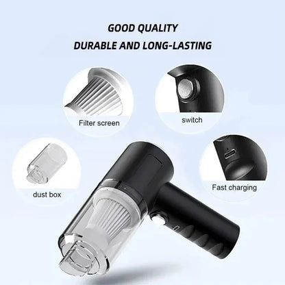 Powerful Portable Wireless Car Vacuum Cleaner - Dual Use for Home and Car, 120W High Suction