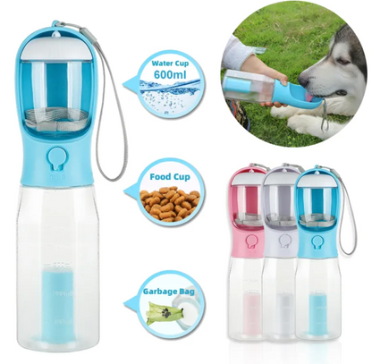 3-in-1 Portable Pet Water Bottle with Food Cup