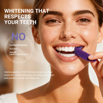 CEELIKE Purple Teeth Whitening Strips with Complimentary Cheek Retractor - 7/21 Whitening Sessions - Enamel-Safe Nano-Hydroxyapatite Formula - Non-Sensitive and Peroxide-Free Whitening Solution