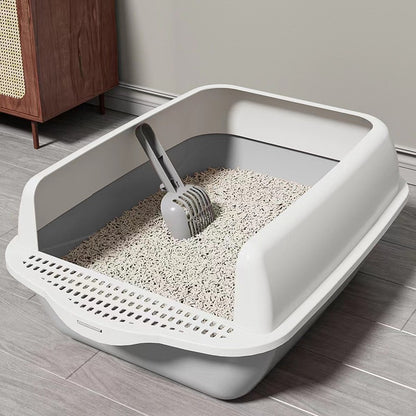 Semi-Enclosed Cat Litter Box with Scoop