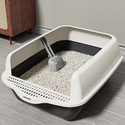 Semi-Enclosed Cat Litter Box with Scoop
