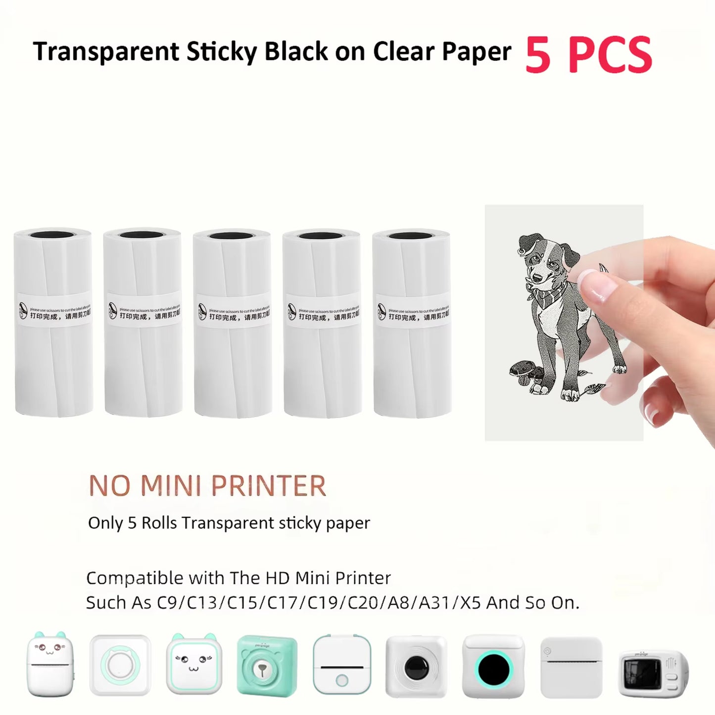 Compact Inkless Thermal Mini Sticker Printer - Bluetooth Pocket Printer for Photos and Memos