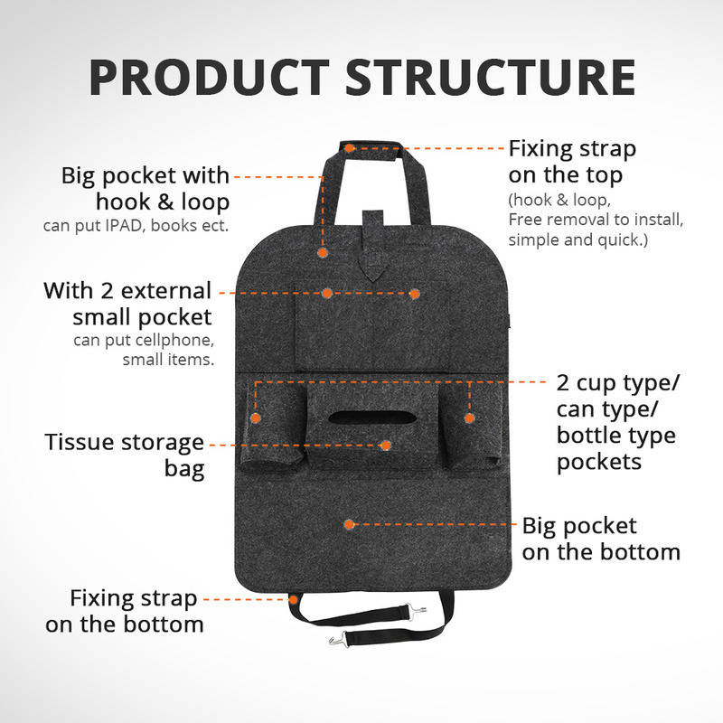 Car Seat Back Organizer with Multiple Pockets