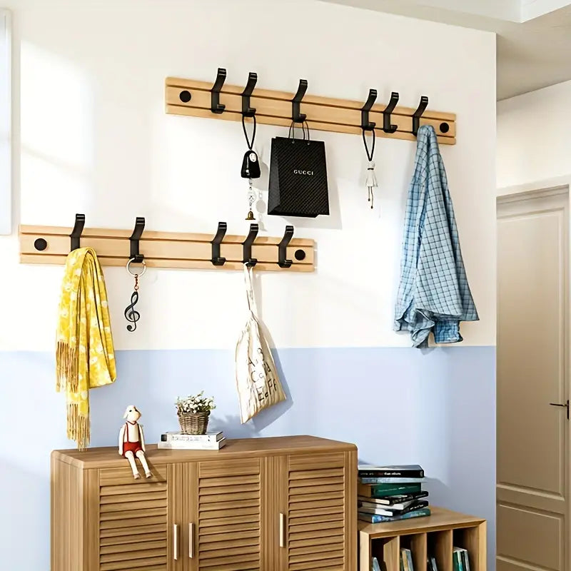 Wall-Mounted Coat Rack with Folding Hooks