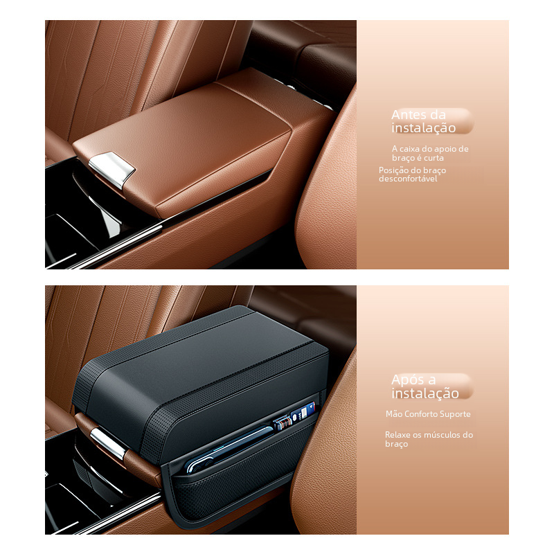 Car Armrest Cushion with Memory Foam & Storage