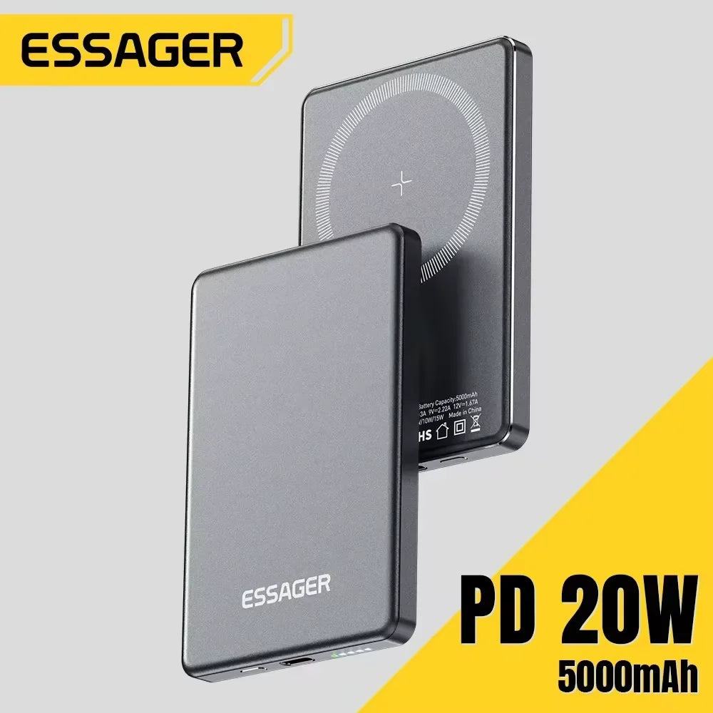 Thin Wireless Power Bank Magnetic 20W 5000Mah Portable Fast Charging External Battery for Magsafe for Iphone 17 16 15 14