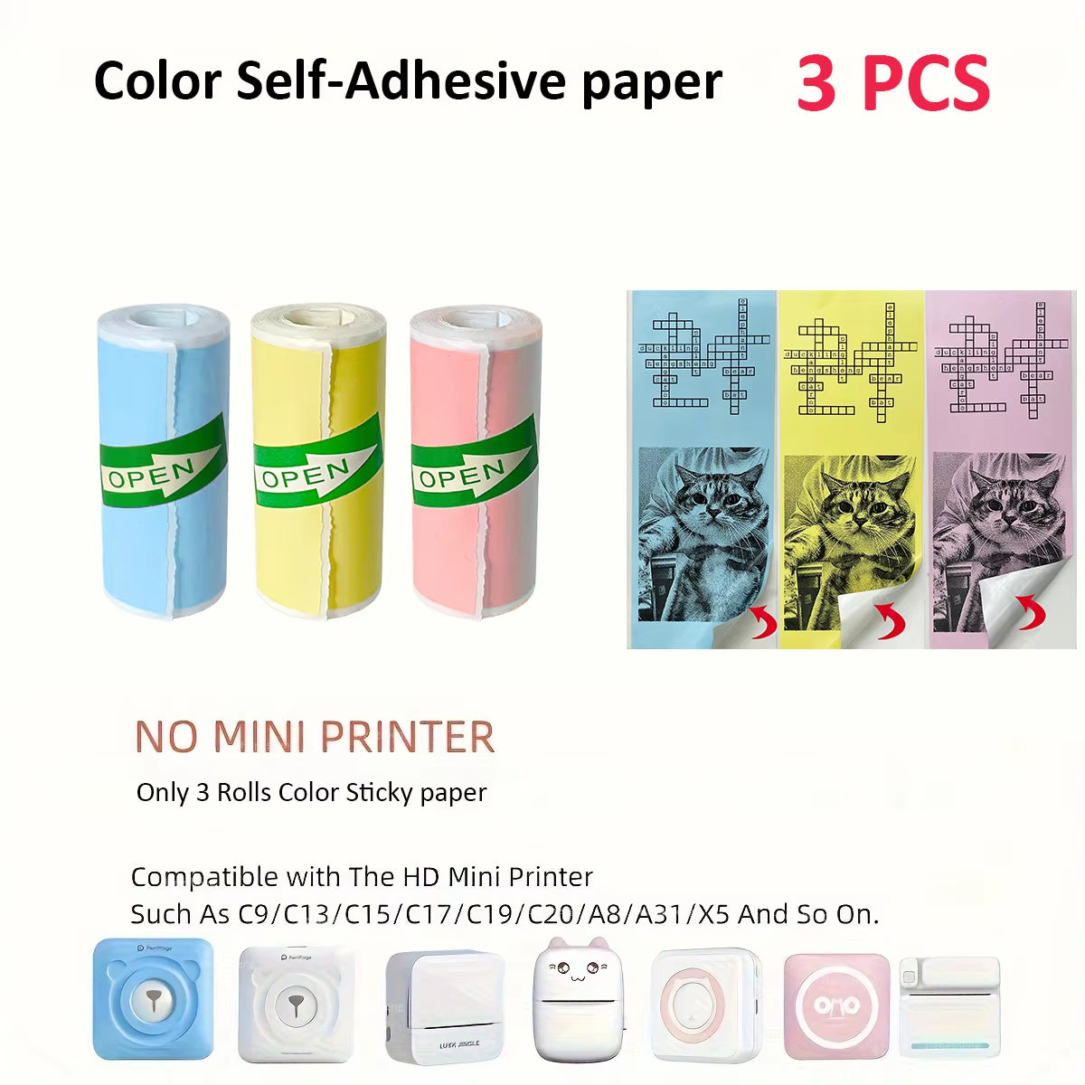 Compact Inkless Thermal Mini Sticker Printer - Bluetooth Pocket Printer for Photos and Memos