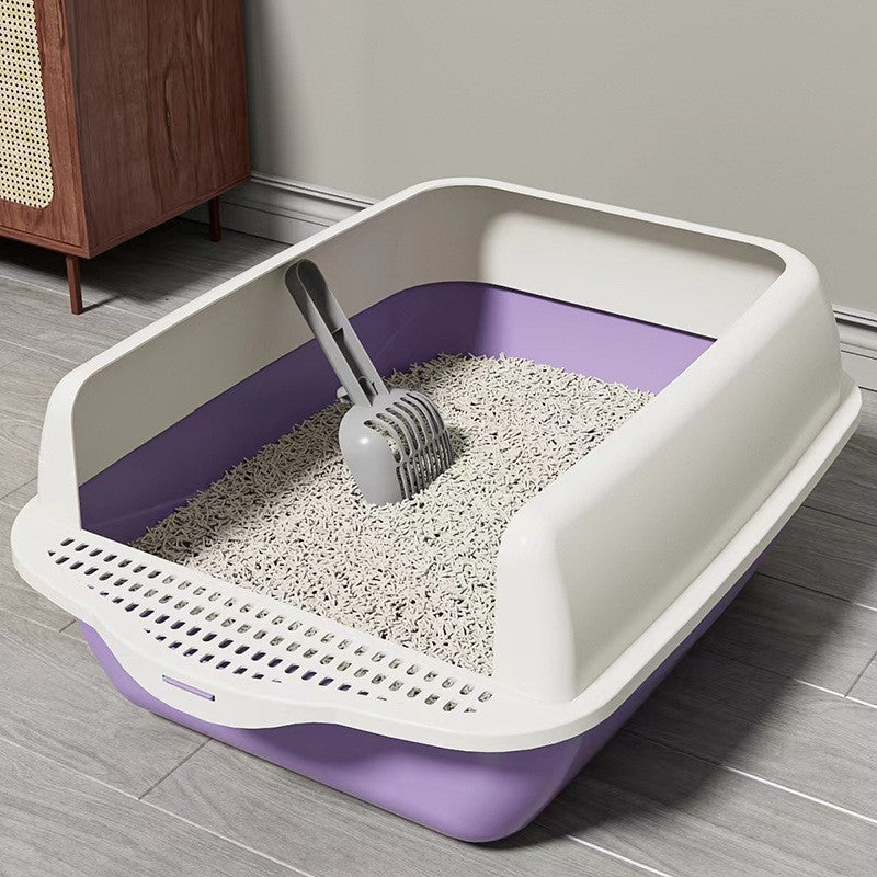 Semi-Enclosed Cat Litter Box with Scoop