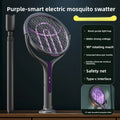 Retractable Electric Fly Swatter, 90° Rotatable Foldable Bug Zapper Racket with Extendable Telescopic Handle, Purple Light Mosquito Attractor, USB Rechargeable 2 in 1 Indoor Outdoor Pest Control for Home Backyard Camping Father'S Day Gift