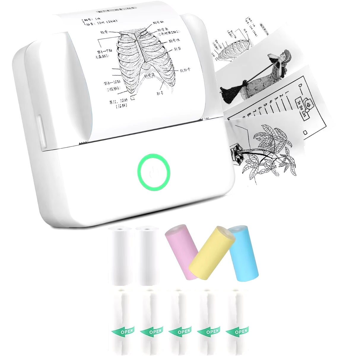 Compact Inkless Thermal Mini Sticker Printer - Bluetooth Pocket Printer for Photos and Memos