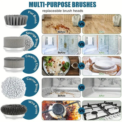 Revolutionary Electric Spin Scrubber with 5 Versatile Brush Heads for Effortless Cleaning