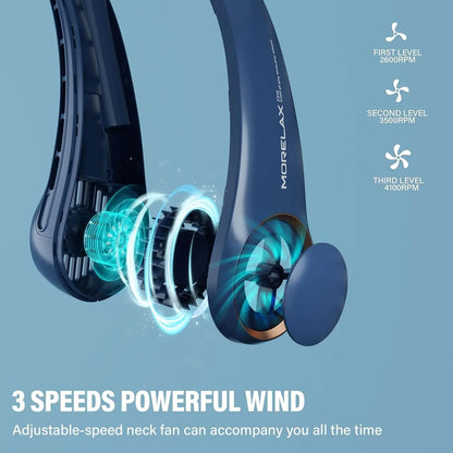USB Rechargeable Neck Fan with Adjustable 3-Speed Settings, 360° Cooling, Quiet Operation, Blade-Free Design, Ideal for Summer Use