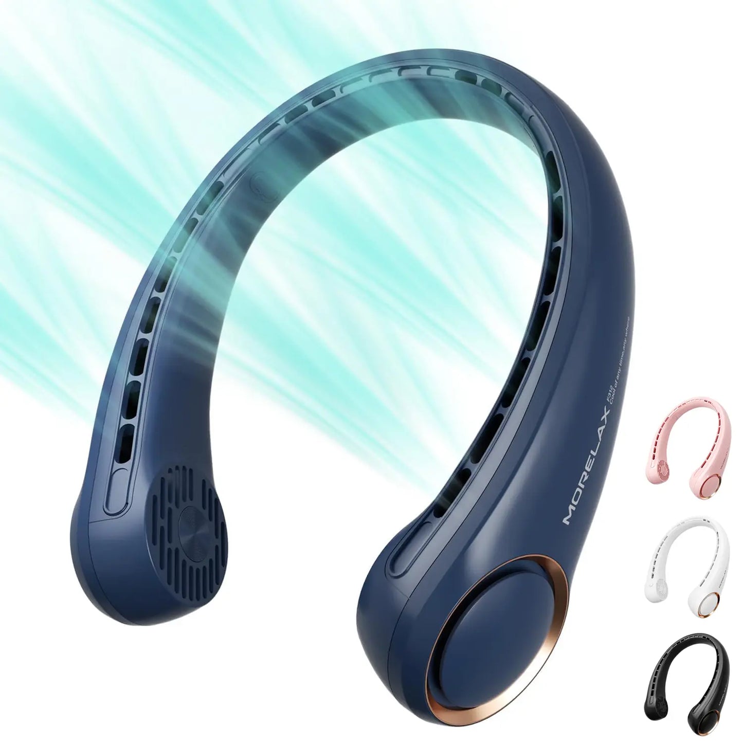 USB Rechargeable Neck Fan with Adjustable 3-Speed Settings, 360° Cooling, Quiet Operation, Blade-Free Design, Ideal for Summer Use