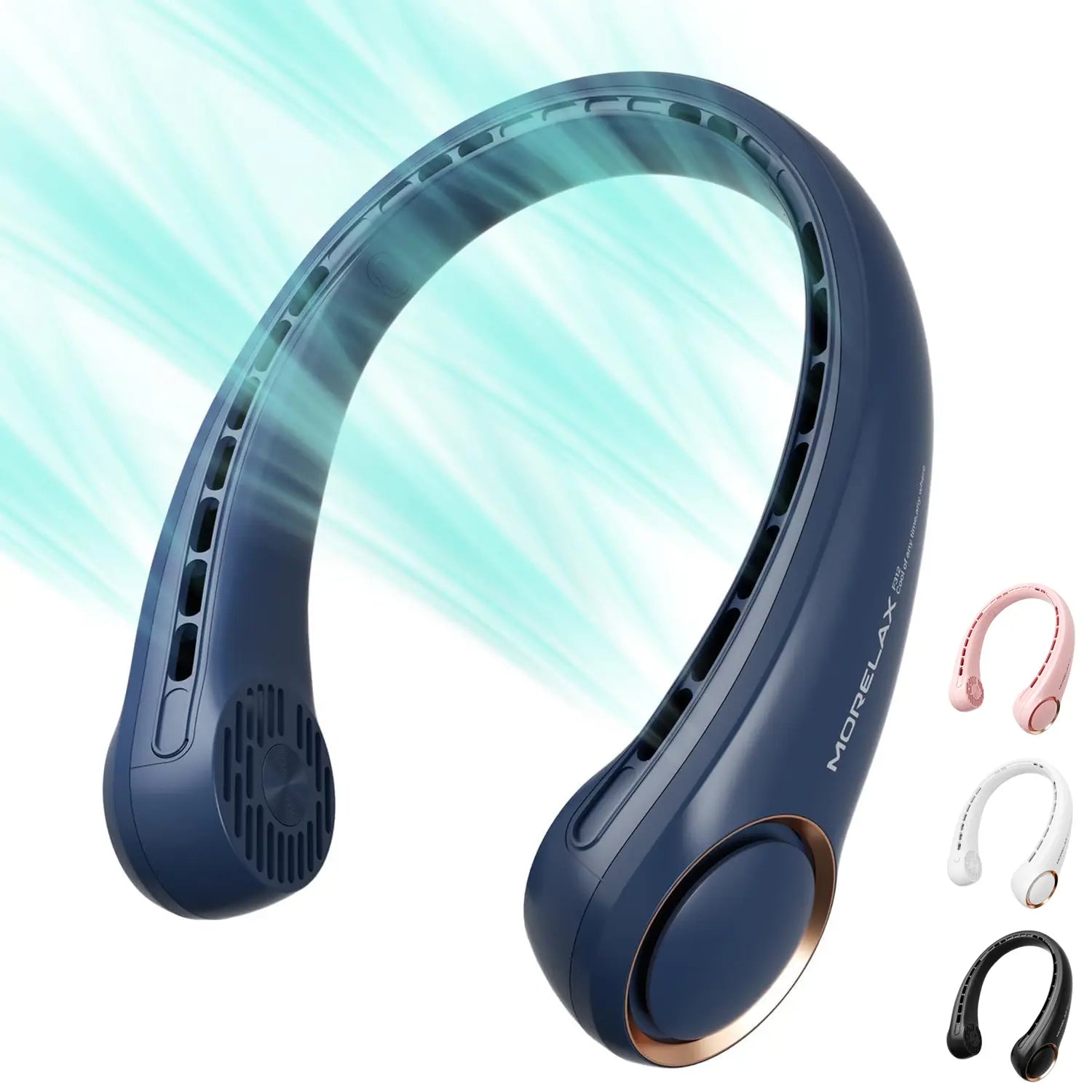 USB Rechargeable Neck Fan with Adjustable 3-Speed Settings, 360° Cooling, Quiet Operation, Blade-Free Design, Ideal for Summer Use