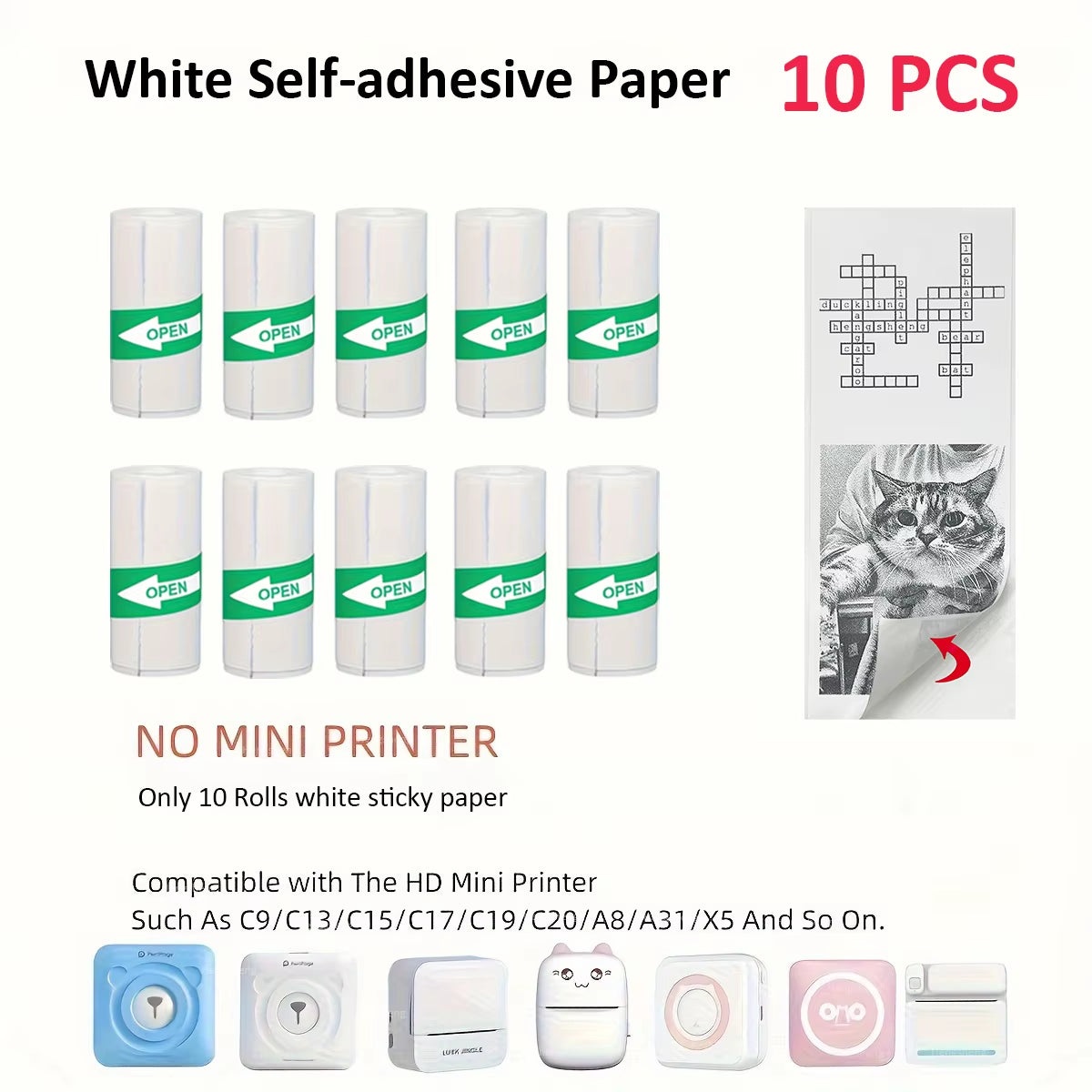 Compact Inkless Thermal Mini Sticker Printer - Bluetooth Pocket Printer for Photos and Memos