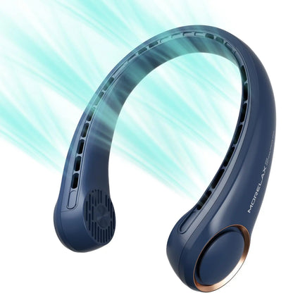 USB Rechargeable Neck Fan with Adjustable 3-Speed Settings, 360° Cooling, Quiet Operation, Blade-Free Design, Ideal for Summer Use