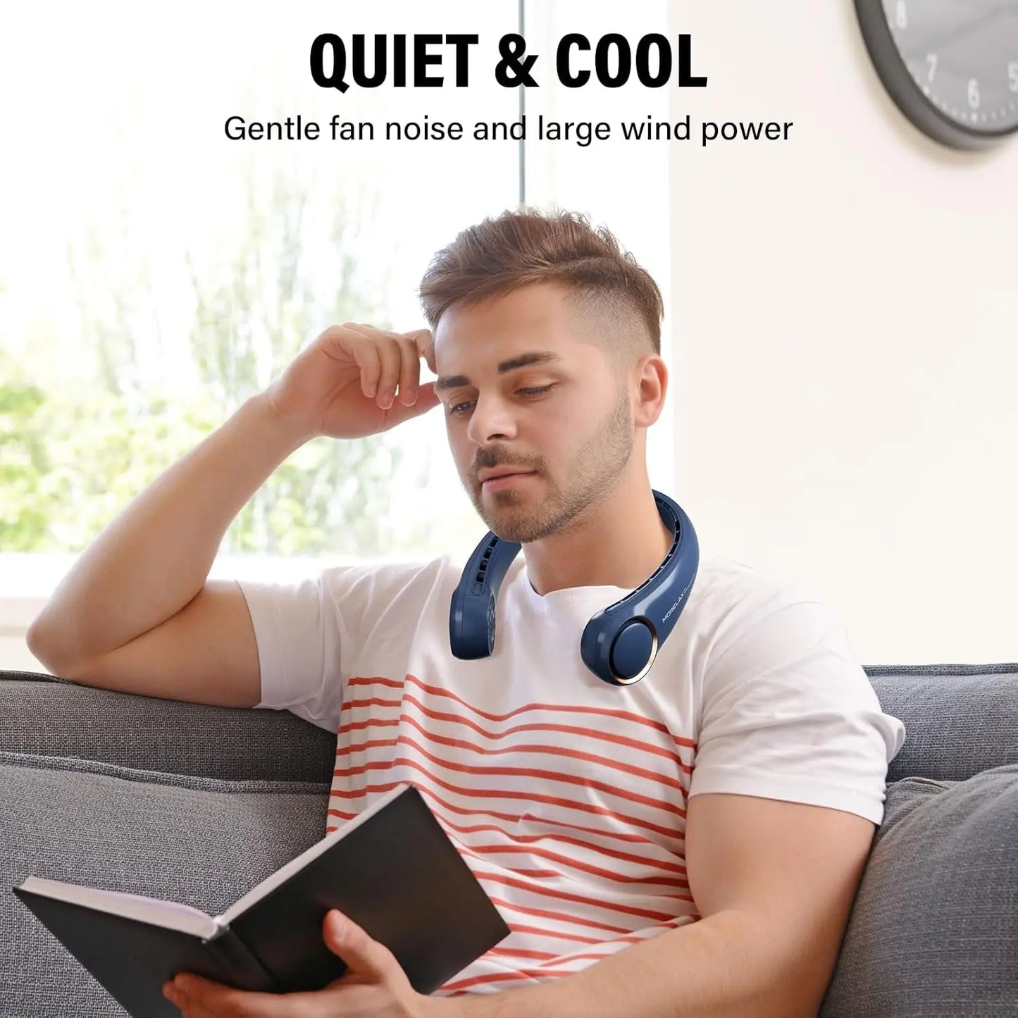 USB Rechargeable Neck Fan with Adjustable 3-Speed Settings, 360° Cooling, Quiet Operation, Blade-Free Design, Ideal for Summer Use