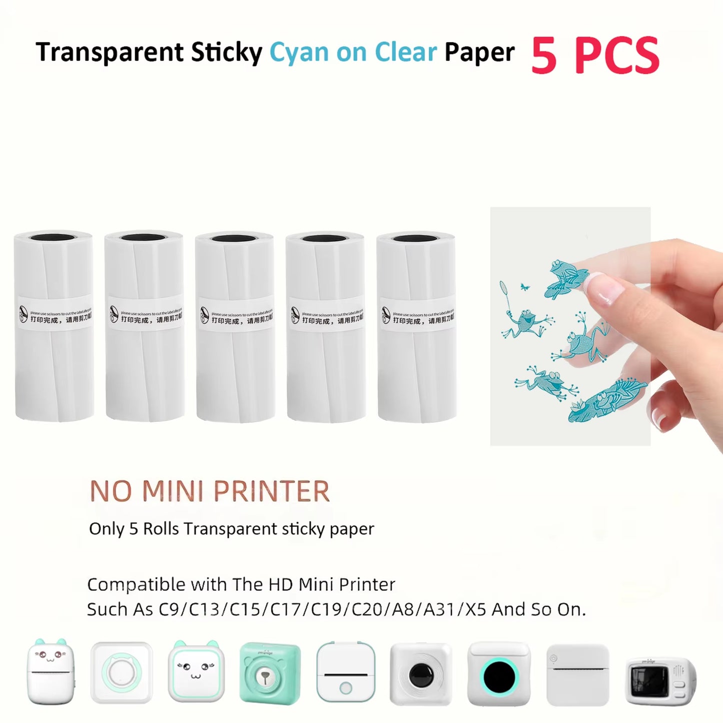 Compact Inkless Thermal Mini Sticker Printer - Bluetooth Pocket Printer for Photos and Memos
