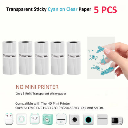 Compact Inkless Thermal Mini Sticker Printer - Bluetooth Pocket Printer for Photos and Memos