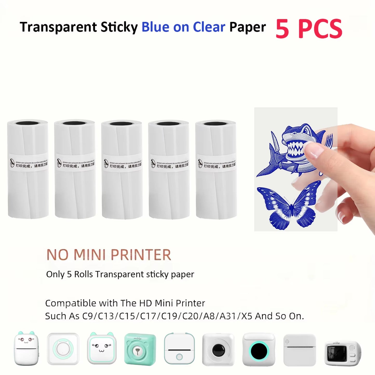 Compact Inkless Thermal Mini Sticker Printer - Bluetooth Pocket Printer for Photos and Memos