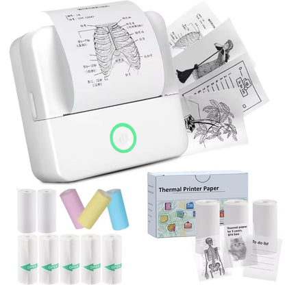 Compact Inkless Thermal Mini Sticker Printer - Bluetooth Pocket Printer for Photos and Memos