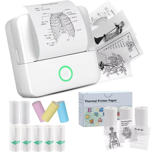 Compact Inkless Thermal Mini Sticker Printer - Bluetooth Pocket Printer for Photos and Memos
