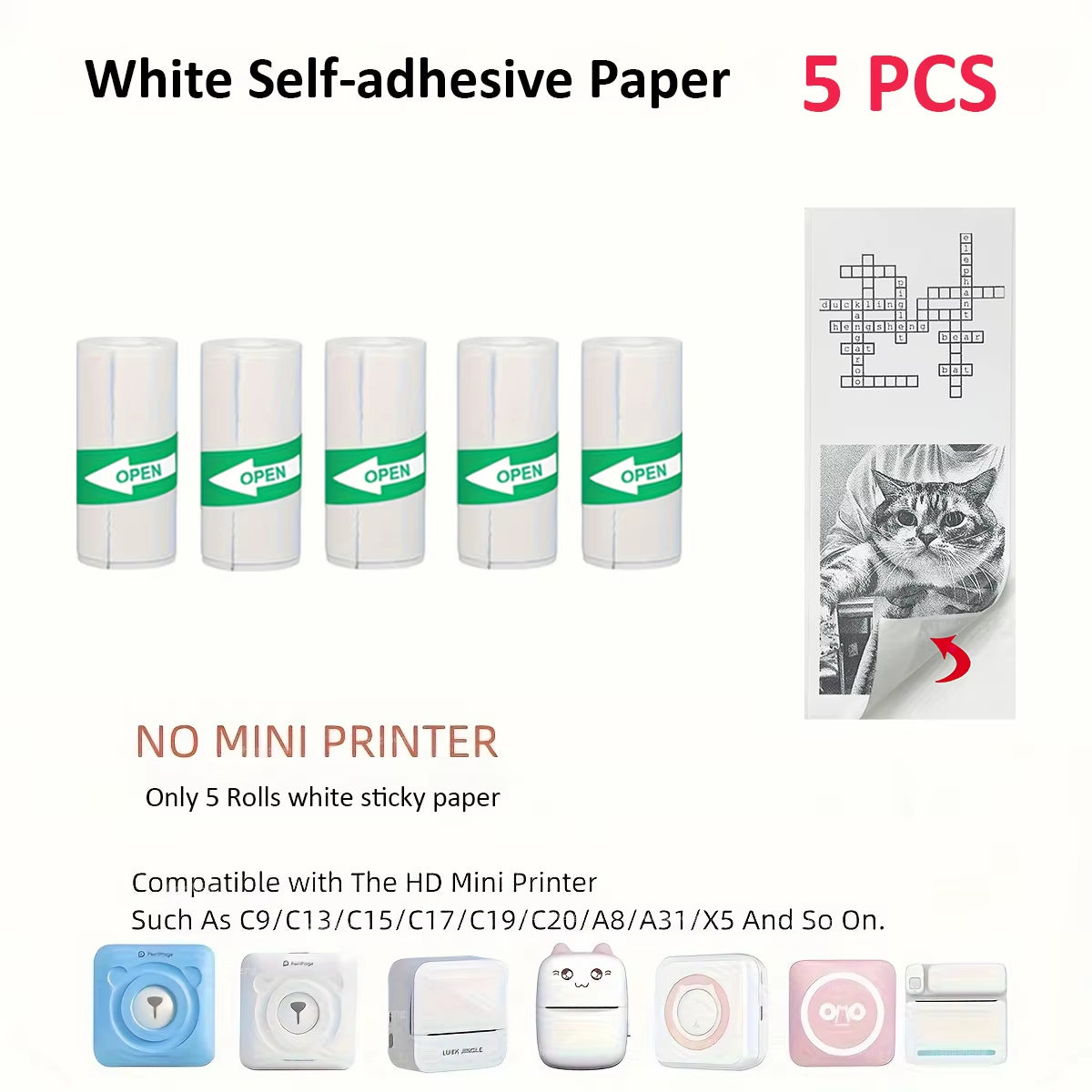 Compact Inkless Thermal Mini Sticker Printer - Bluetooth Pocket Printer for Photos and Memos