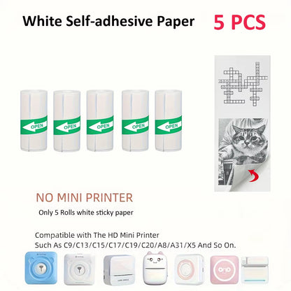 Compact Inkless Thermal Mini Sticker Printer - Bluetooth Pocket Printer for Photos and Memos