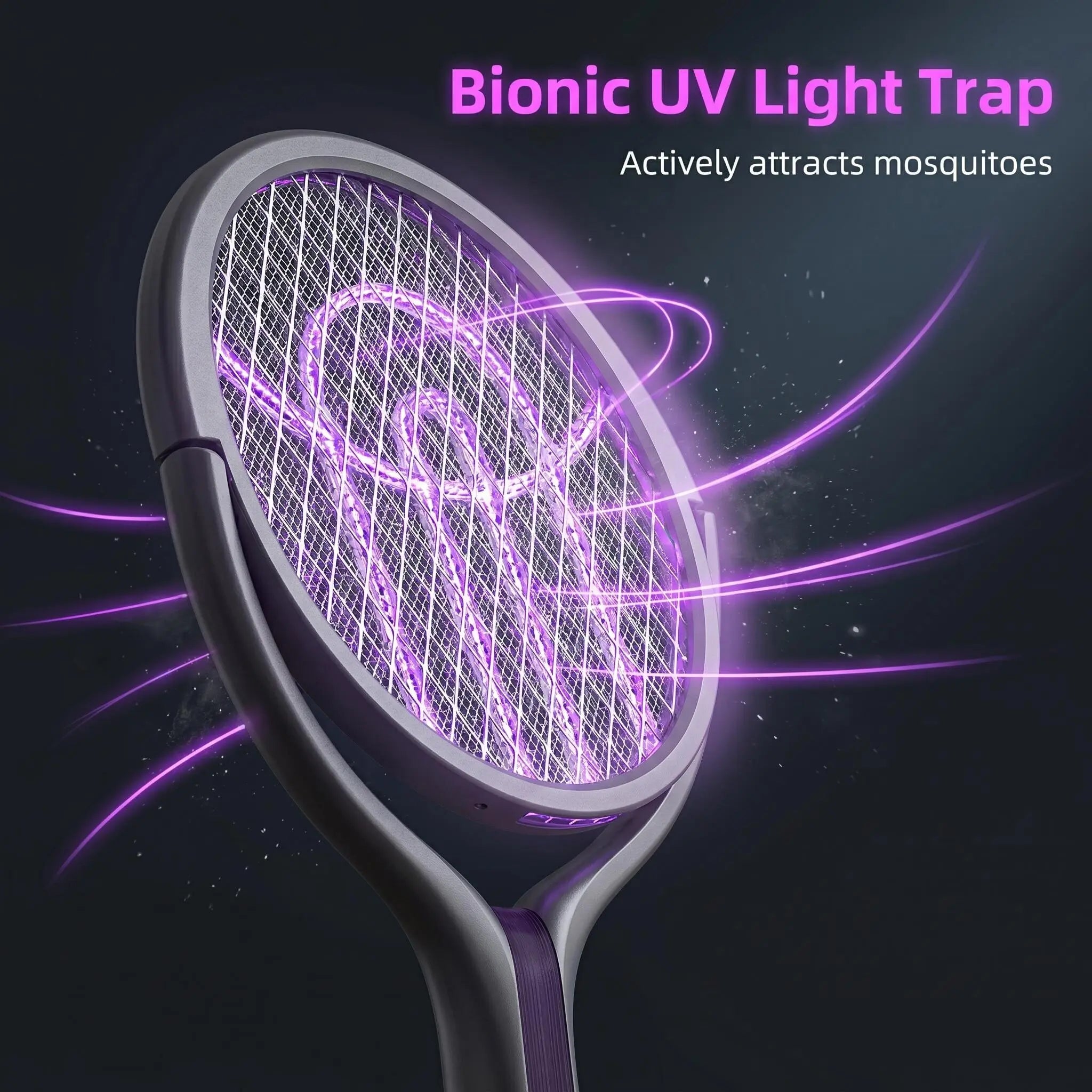 Retractable Electric Fly Swatter, 90° Rotatable Foldable Bug Zapper Racket with Extendable Telescopic Handle, Purple Light Mosquito Attractor, USB Rechargeable 2 in 1 Indoor Outdoor Pest Control for Home Backyard Camping Father'S Day Gift